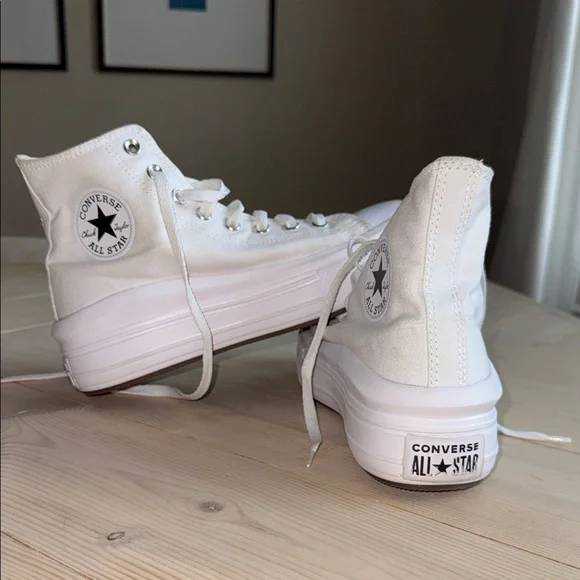 Converse All Star Platform White High-Tops - Picture 3 of 3